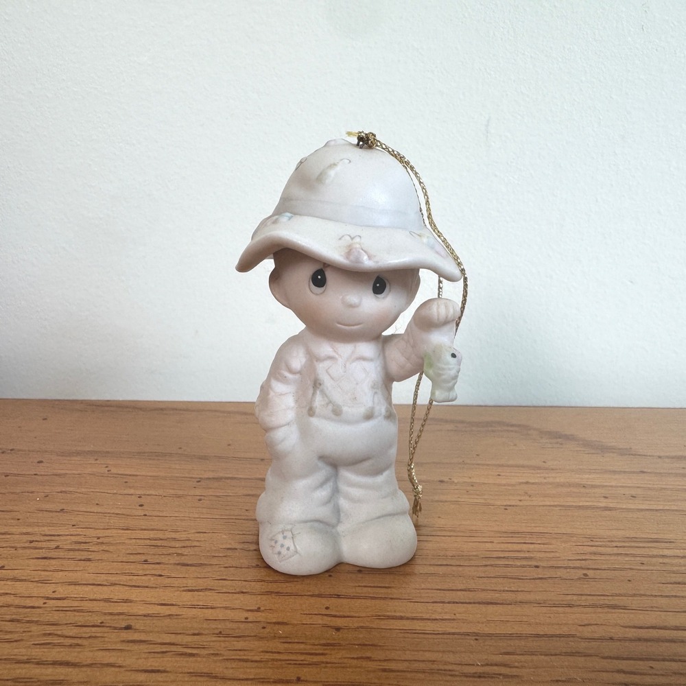 Precious Moments 1988 Fishing Boy Ornament 114006 Samuel J Butcher Enesco